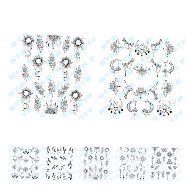 Soidarity Nail Art Flower Nail Stickers Decoración 3D DIY Mujeres Niñas Retro Moon Pendant Nail Decal Arte de uñas No.01
