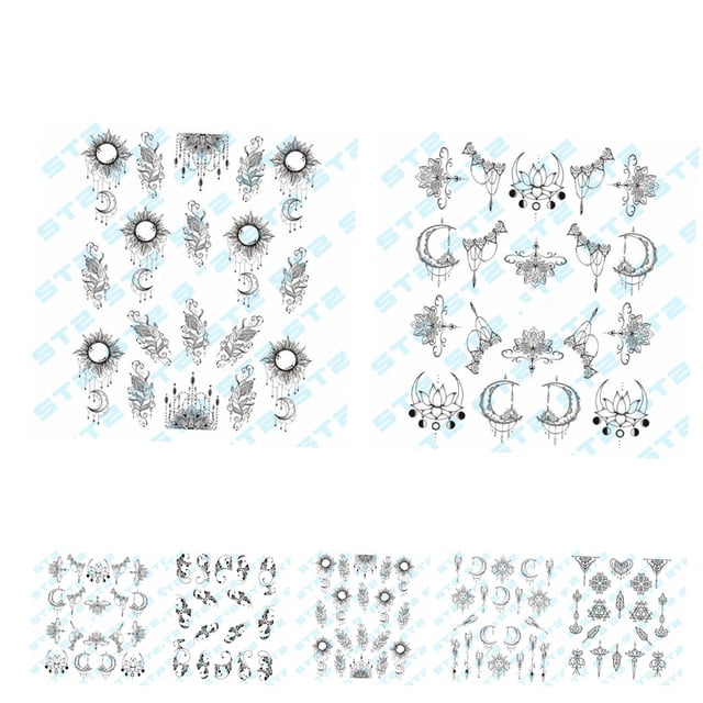 Soidarity Nail Art Flower Nail Stickers Decoración 3D DIY Mujeres Niñas Retro Moon Pendant Nail Decal Arte de uñas No.01