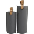 thumbnail image 5 of DecMode 15", 12"H Black Ceramic Vase with Leather Handles, Set of 2, 5 of 8