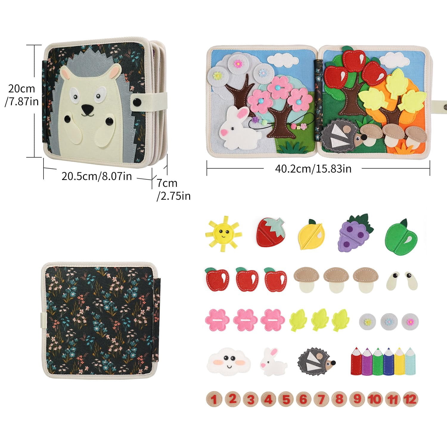 Educational Sensory Toy Animals Sensory Books Early Development Interactive Quiet Books Reusable Felt Book Soft Baby Felt Books