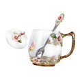 thumbnail image 1 of Taza de té esmaltada con cuchara, taza de café, taza de leche, con tapa, taza de vidrio para San Valentín, niñas, día de la madre, esposa, amantes del S, 1 of 8