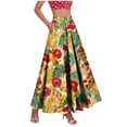 thumbnail image 2 of Women's High Waisted Maxi A-Line Skirt Floral Print Boho Style Flowy Swing Long Skirt with Pockets Casual Summer Beach Vacation Apparel Breathable Lightweight Elegant Bottoms, 2 of 9