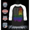thumbnail image 2 of Shop4Ever Men's Distressed Rainbow Flag Gay Pride Raglan Baseball Shirt X-Large Black/White, 2 of 4