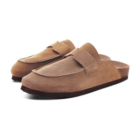 

New Fashion Clogs For Women Suede Leather Mules Slippers Female Home Classic Antislip Cork Clogs Shoes With Arch Support