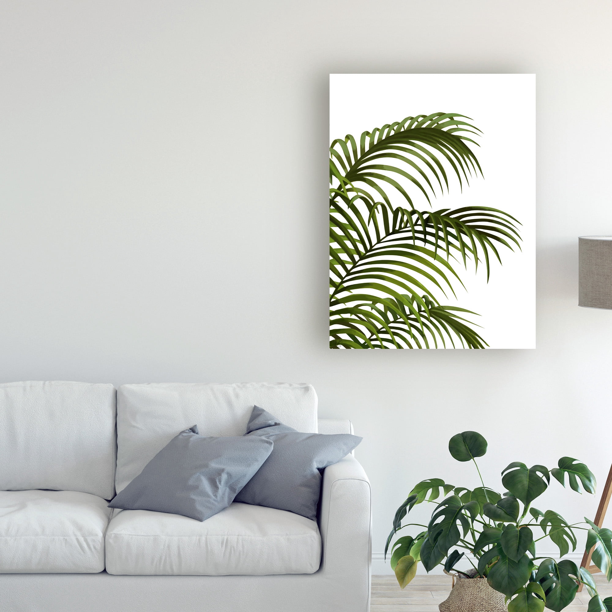 Trademark Fine Art 'Palm Leaf 1, Green On White' Canvas Art by Fab Funky