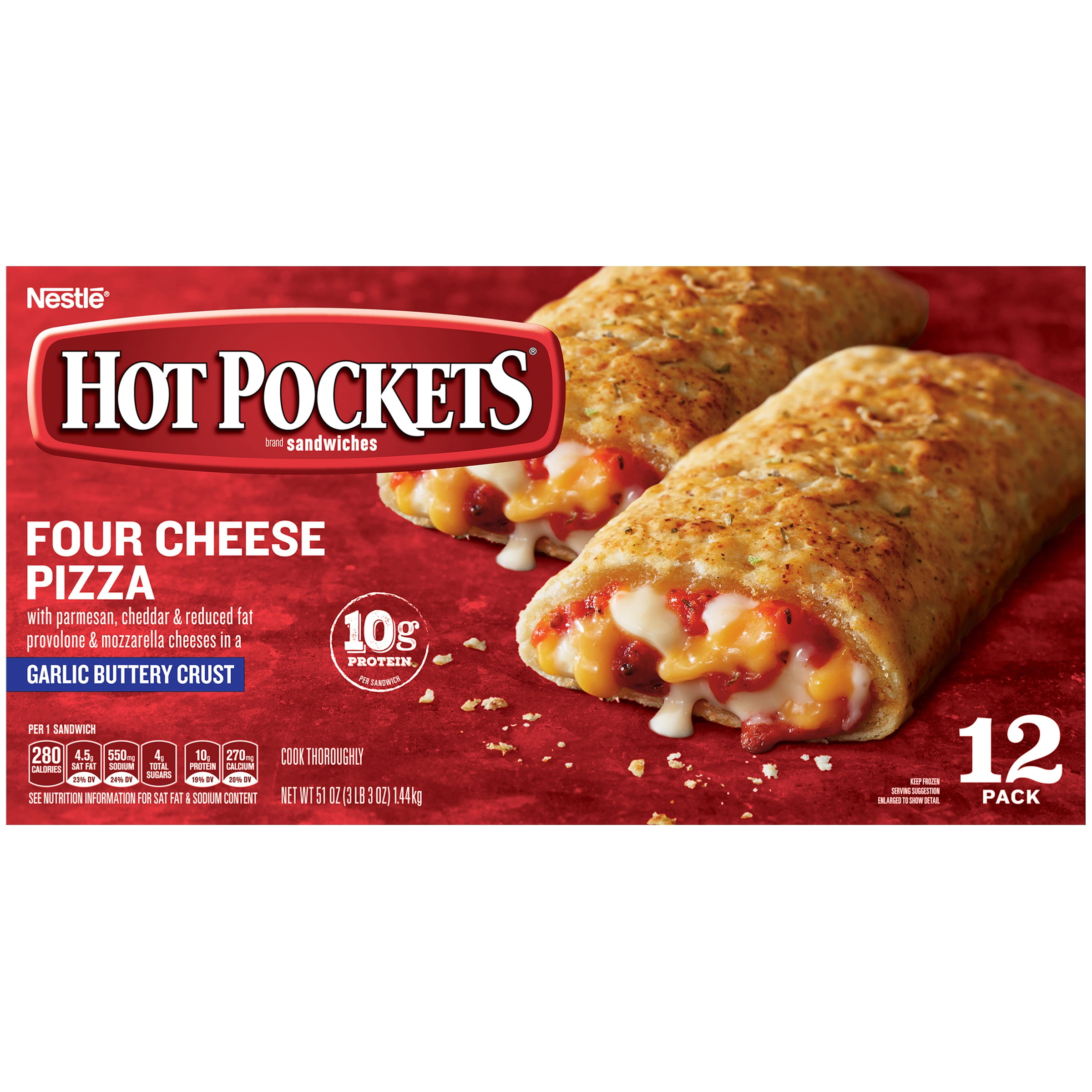HOT POCKETS Four Cheese Pizza Frozen Sandwiches 12 ct. Box Frozen