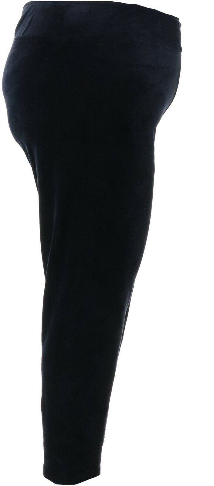 Cuddl Duds Double Plush Velour Leggings Elastic Waistband Black L NEW A293100