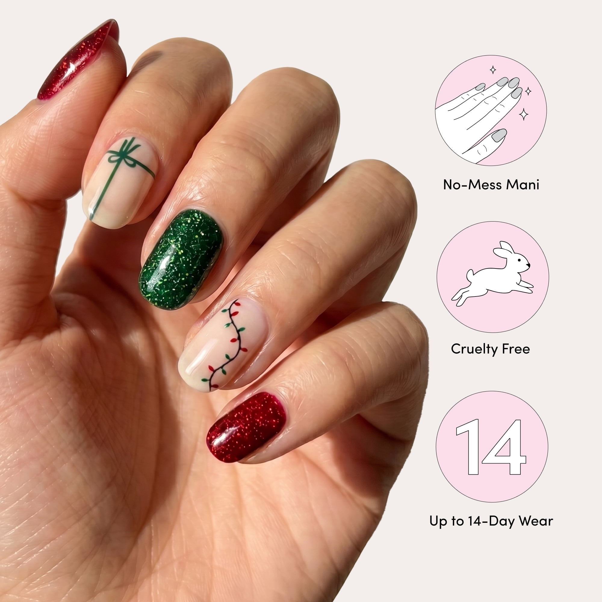 Dashing Diva Gloss Gel Nail Strips, Deck the Tips, 32 Count