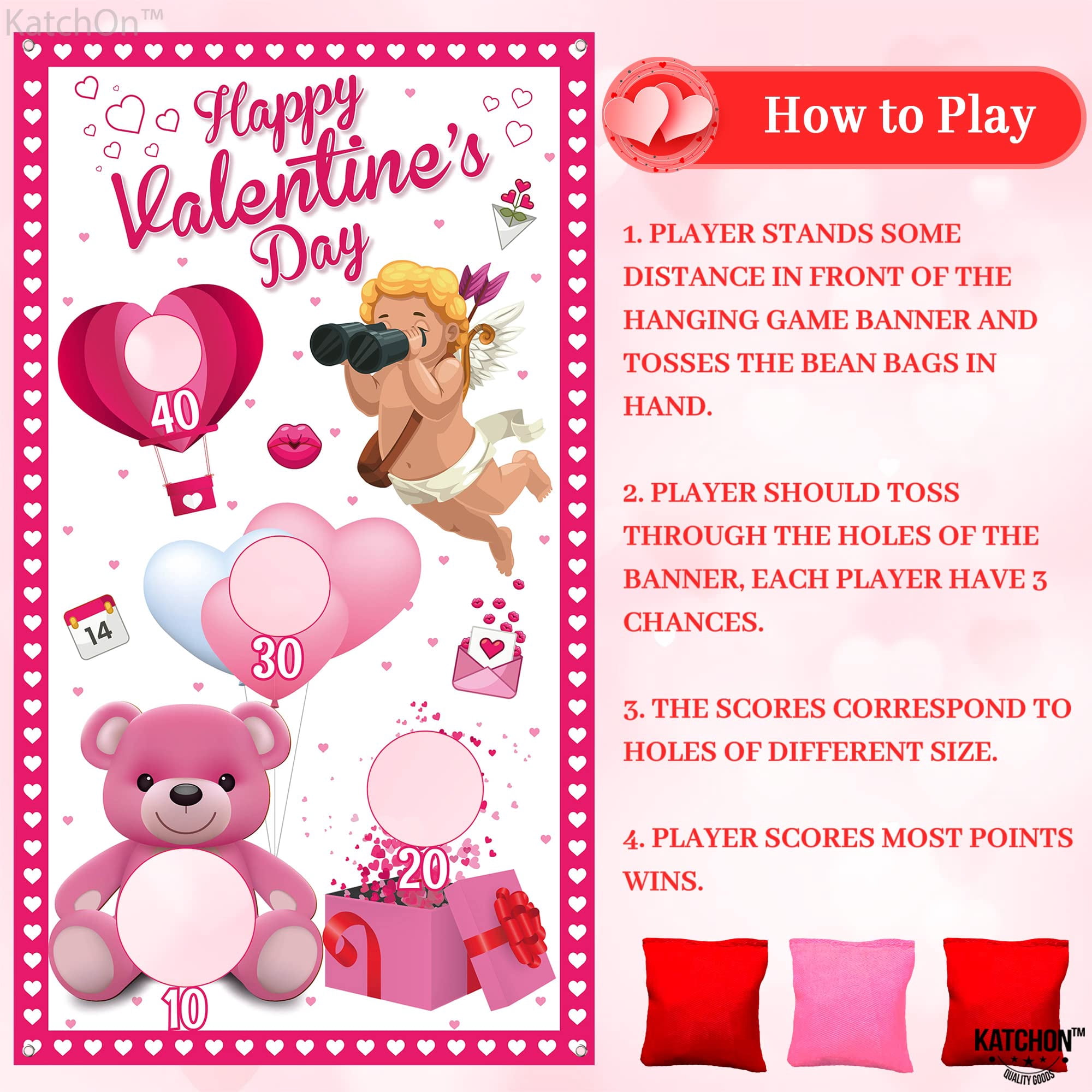 KatchOn, Valentines Bean Bag Toss Games - Large 54x30 Inch | Valentines Day Games for Classroom | Valentines Games for Classroom | Valentines Day Decorations | Valentine Games for Classroom
