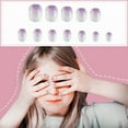 thumbnail image 4 of 24 Pieces Kids Press on Nails Pre-glue Children False Nails Stick on Short Full Cover Artificial Fake Nails Glitter Acrylic Nail Tips for Little Girls Gift Nail Art Designs - Gradient purple, 4 of 5