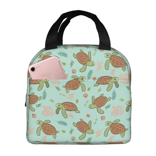 Easygdp Cute Sea Turtles Bolsa Térmica Premium - Tela Oxford Impermeable, Gran Capacidad, Bolsillo Frontal, Unisex para Trabajo, Escuela, Actividades al Aire Libre y Picnics