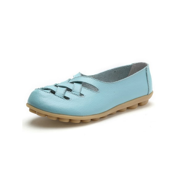 Woobling Women Loafers Classic Casual Shoes Slip On Flats Fashion Boat Shoe Ladies Non-Slip Comfort Moonlight 10