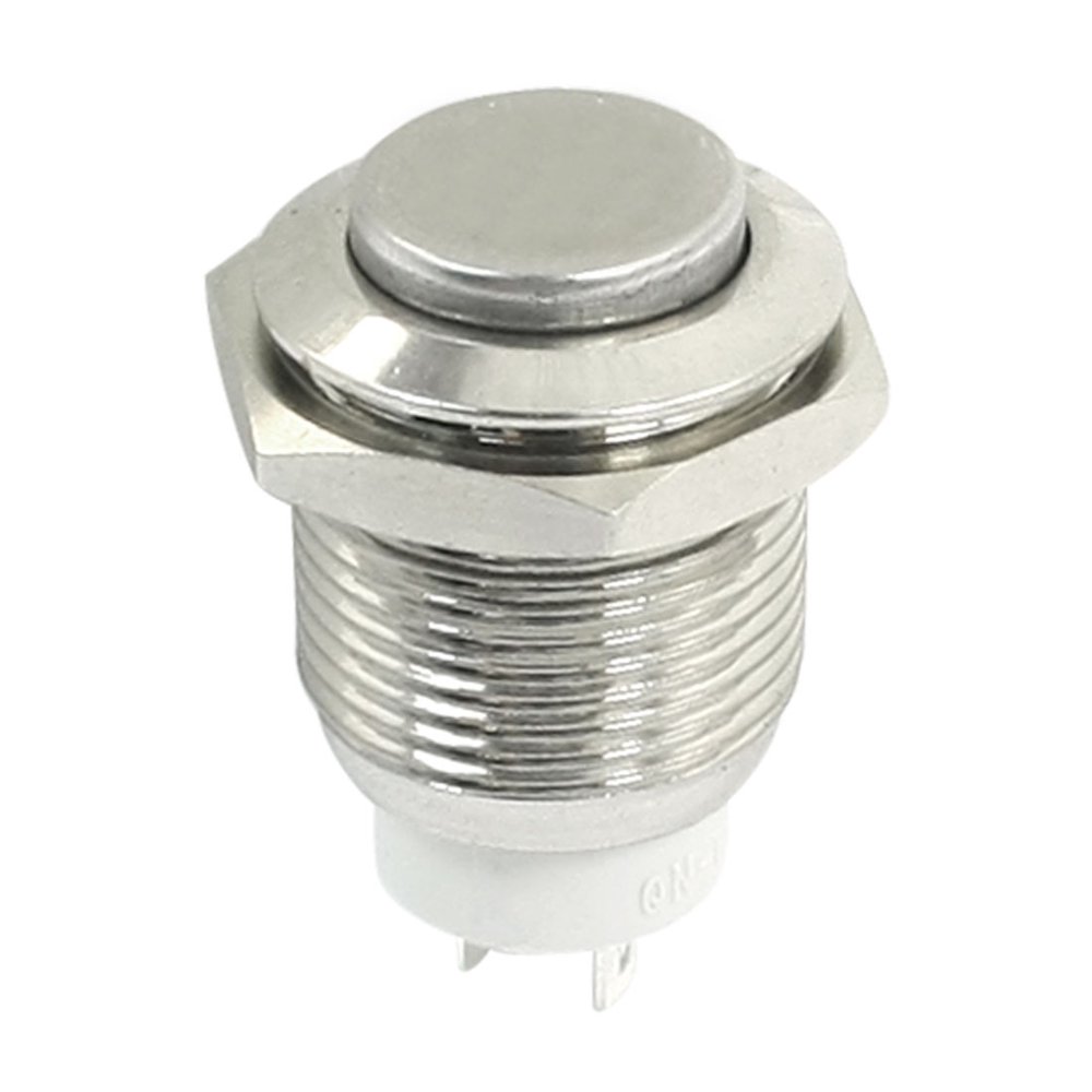 Panel Mount SPST 2 Terminals 16mm Thread Latching Metal Push Button