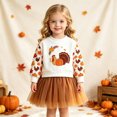 thumbnail image 2 of Rggeeun Halloween Girls Sets Cute Tops Crew Neck Sweatshirt Pleated Skirt Graphic Mesh Fall Outfits Everyday Use Kawaii,White,3-4 Years, 2 of 4