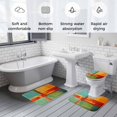 thumbnail image 5 of Teal Orange Geometric Bath Mat 3 Piece Bathroom Rug Set, Contemporary Oil Painting Art Non Slip Bath Rug Contour Mat and Toilet Lid Cover, Absorbent Shower Mats Soft Bath Rugs and Mats Sets, 5 of 8