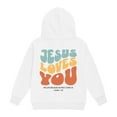 thumbnail image 4 of Ulanda Girls Christian Hoodies Jesus Loves You Faith Religious God Sweatshirts for Boys and Girls Fall Long Sleeve Pullover Tops (White, 13-14 Years), 4 of 4