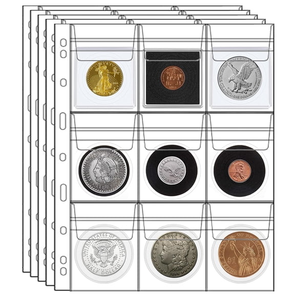 Fundas para Colección de Monedas MUQING 180 Bolsillos 20 Hojas