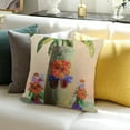 thumbnail image 3 of Creowell Tropical Tiki Decorative Throw Pillow, Hawaiian Palm Trees and Hibiscus Design, Colorful Island Theme   18x18in, 3 of 5