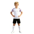 thumbnail image 2 of LPKRT Boys 2 Piece Matching Clothing Set Short Sleeve And Shorts Two Piece Sports Training Breathable Lightweight Outfits Sets White 5-6 Years, 2 of 8