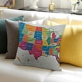thumbnail image 3 of BANET Colorful Throw Pillow Cushion Cover, Design Borders with States and Cities of America US Map Print, Decorative Square Accent Pillow Case 12x12in, 3 of 5