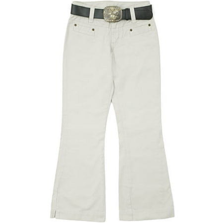 Riders - Girls' Flared Chinos with a Rhinestone-Buckle Belt