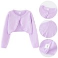 thumbnail image 4 of GYRATEDREAM Girls Long Sleeve Bolero Cardigan Kids Button Closure Knitted Shrug Cropped Sweaters Tops 1-10 Years, 4 of 9