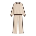 thumbnail image 5 of Women's 2-Piece Colorblock Sweatsuit Set Crewneck Long Sleeve Top and Wide Leg Pants Casual Lounge Outfit Fall Winter Daily Wear, 5 of 5