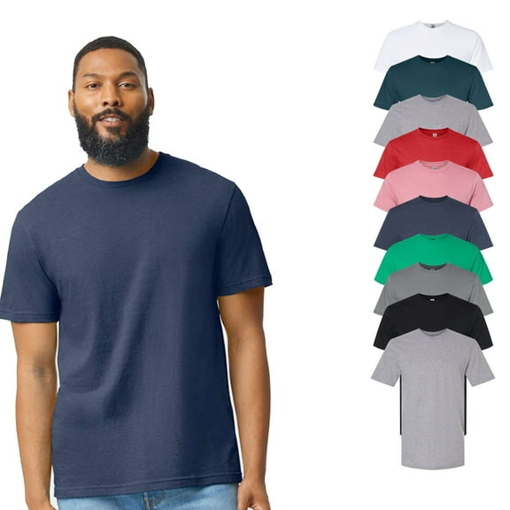Gildan Men's Short Sleeve T-Shirt, Softstyle CVC Tee, Crewneck, Assorted Color, 9 Pack, Sizes S-3XL