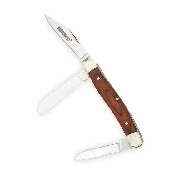 Westward Folding Pocket Knife,Fine,3 Blades,Black 1YJE5
