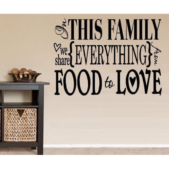 Decal ~ IN THIS FAMILY WE DO EVERYTHING FROM FOOD TO LOVE - WALL DECAL , 15" X 21"
