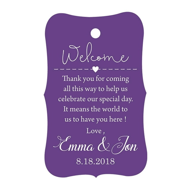 100 PCS Wedding Welcome Personalized Wedding Favor Gift Paper Tags Custom Made Thank you Hang Tags
