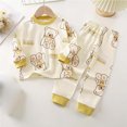 thumbnail image 2 of Odeerbi Infant Boys Girls Cotton Pajama Sets Cute Cartoon Print Pajamas Long Johns Fall Winter Thermal Underwear Set Long Sleeve Tops Printed Long Pants Sets Infant Clothes Yellow, 2 of 3