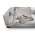 thumbnail image 3 of Nature Soft Flannel Fleece Throw Blanket, Birds on Cherry Tree Branches Summer Classic Oriental Illustration, Cozy Plush for Indoor and Outdoor Use, 50" x 70", Ruby Pale Caramel, by Ambesonne, 3 of 6