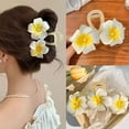 thumbnail image 5 of 2025 New Bohemian Yellow Plumeria Flower Pearl Headdress H2B7 Hair Claw A8B, 5 of 8