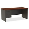 thumbnail image 3 of Lorell Mahogany Laminate/Charcoal Modular Desk Series Pedestal Desk - 2-Drawer 66" x 30" , 1.1" Top - 2 x Box Drawer(s), File Drawer(s) - Single Pedestal on Left Side - Material: Steel - Finish: Mahog, 3 of 7