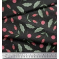 thumbnail image 3 of Soimoi Gray Moss Georgette Fabric Red Berries Fruits Decor Fabric Printed Yard 42 Inch Wide, 3 of 3