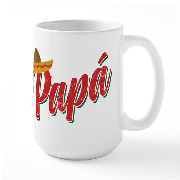 CafePress - Papa' Large Mug - 15 oz Ceramic Large White Novelty Mug