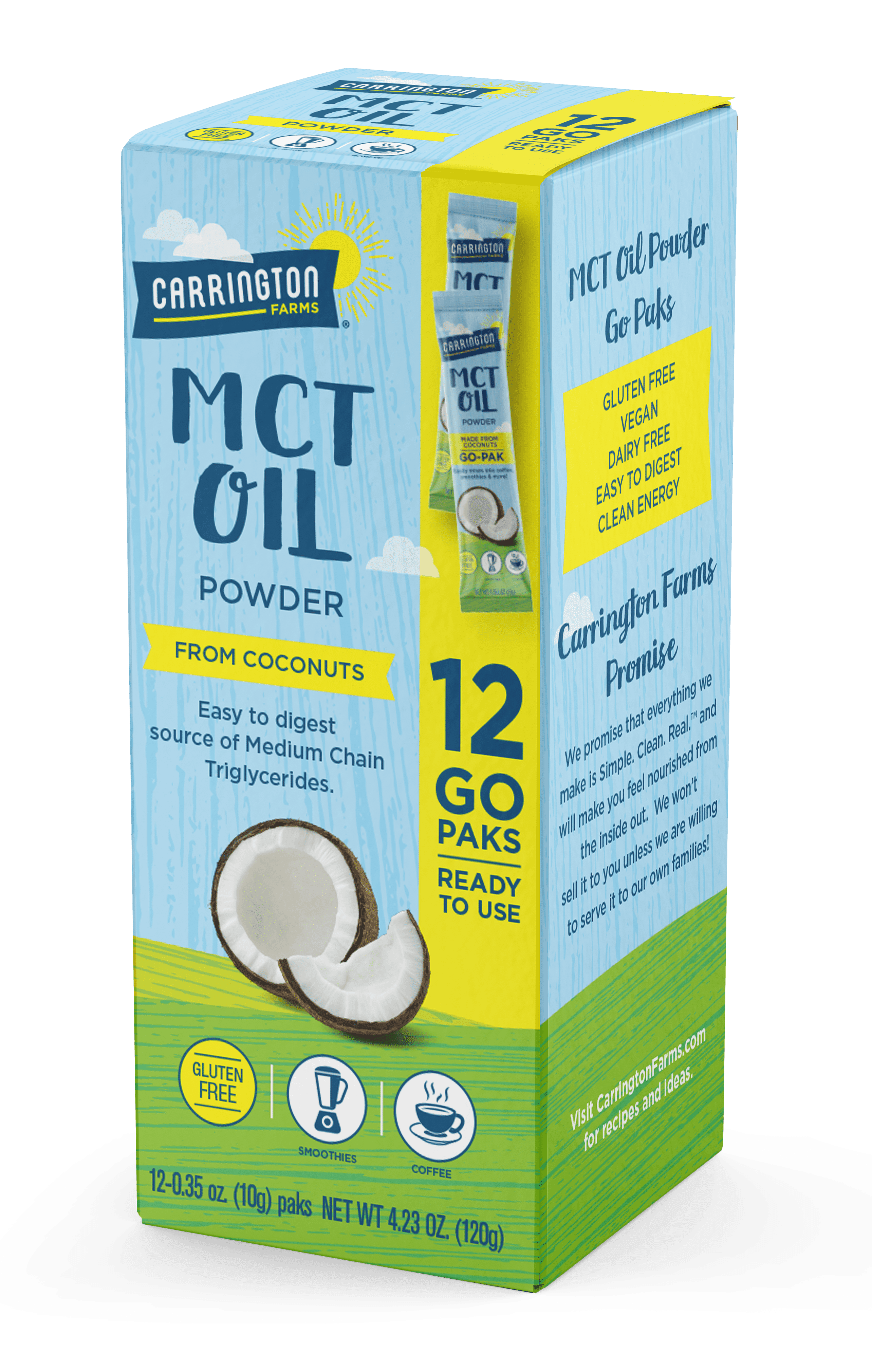Carrington MCT Powder, Flours, 12 Packs, Ready to Use