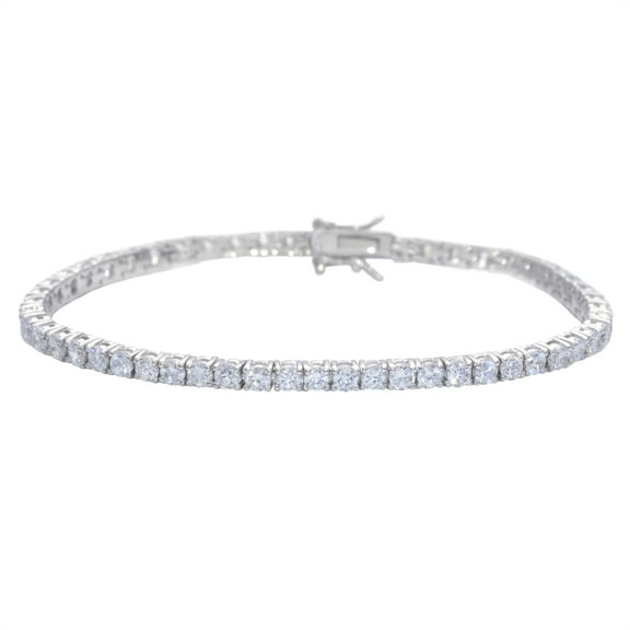 Silverly Women's 925 Sterling Silver 3 mm White Cubic Zirconia Prong Tennis Bracelet, 18 cm
