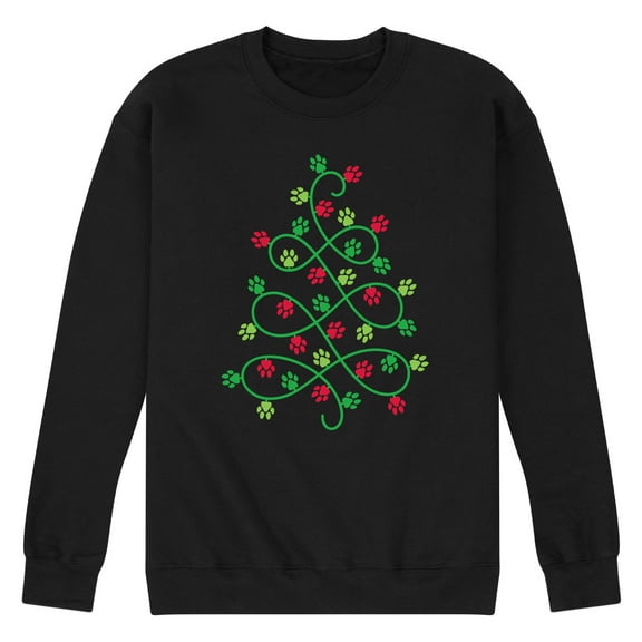 Instant Message - Paw Print Christmas Tree - Men's Long Sleeve Crew Fleece Sweatshirt