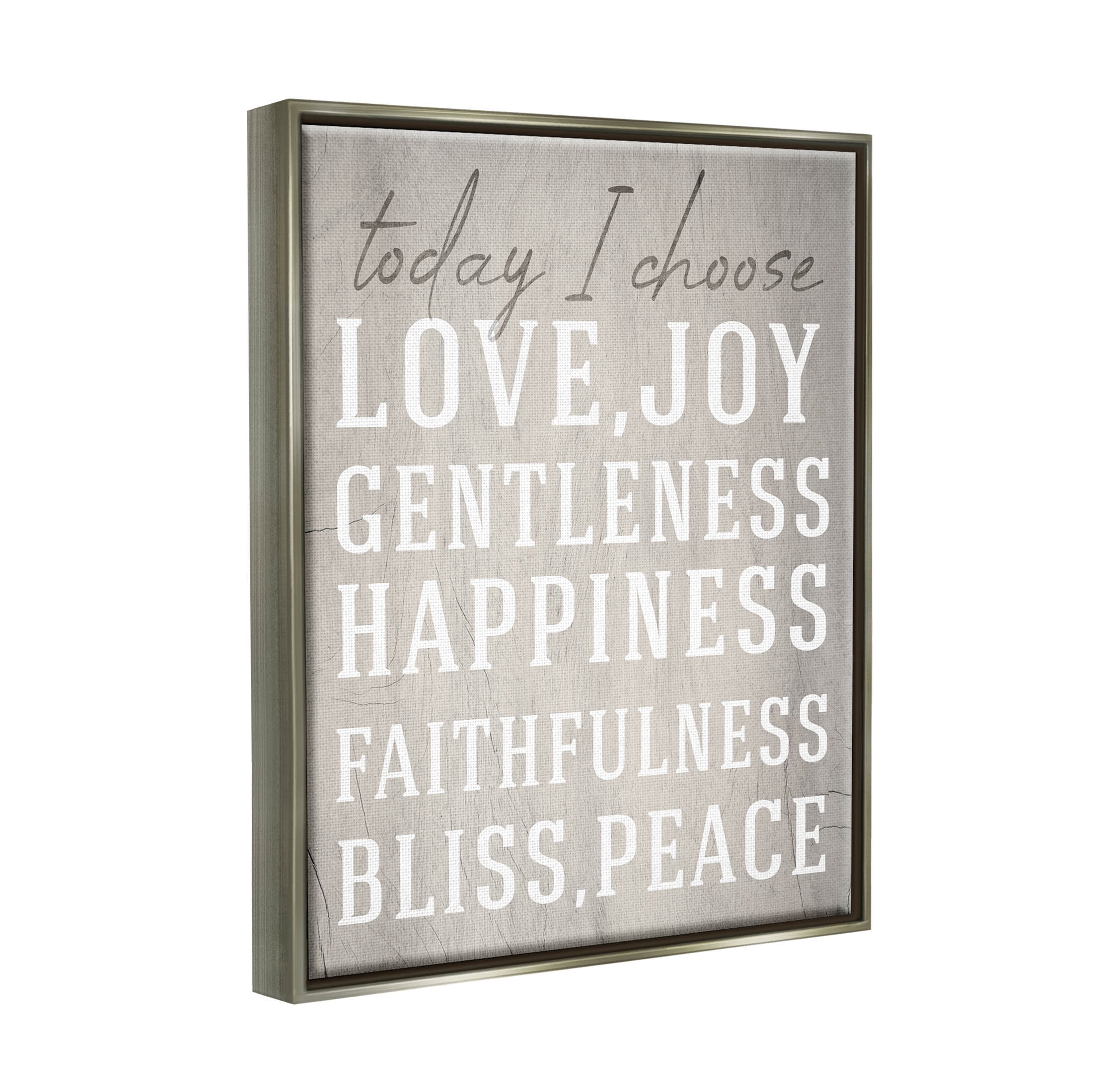 Stupell Industries Today I Choose Uplifting List Graphic Art Luster Gray Floating Framed Canvas Print Wall Art, Design by Lil' Rue