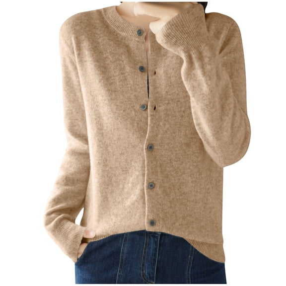 Idoravan Brown Cardigan for Women Women's Cardigan Sweaters Lightweight Fall Oufits Clothes Fashion Trendy Long Sleeve Button Open Front Casual Top