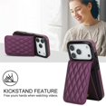 thumbnail image 4 of For Apple iPhone 17 Pro Max Argyle Pattern PU Leather RFID Blocking Protective Purse Wallet Case Magnetic Flip Cover Multi-Card Slots Pocket With Detachable Shoulder Strap,Dark purple, 4 of 7