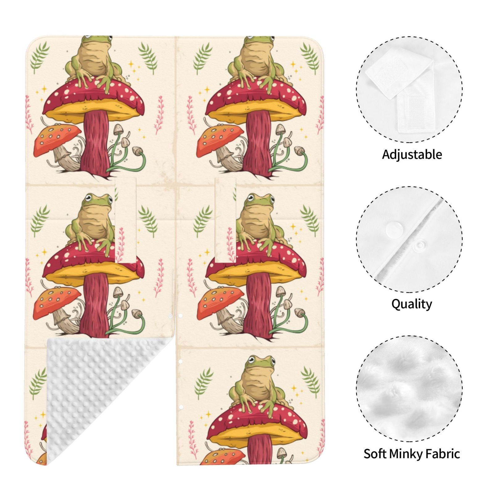 Naloa Frog Sitting On Mushroom Baby Car Seat Cover, Breathable Baby Carrier Cover, Multiuse Baby Carrier Cover & Nursing Breastfeeding Cover