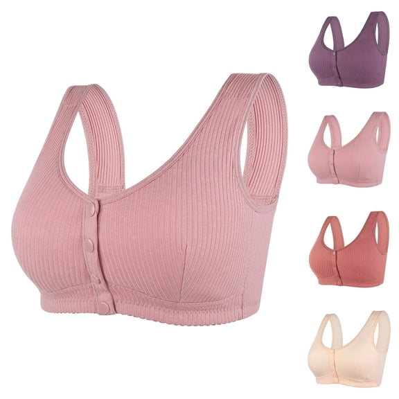Front Closure Bras for Older Women Plus Size Lightweight Wide Strap Seamless Wireless Push Up Bralettes Nursing Bra