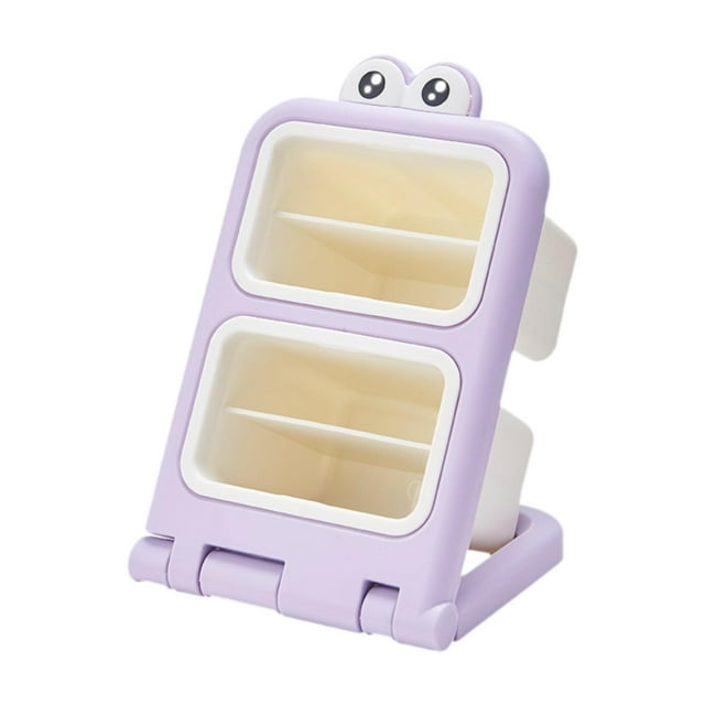 Soporte de lápiz inclinado soporte para el maquillaje de calibre estanteante de papelería organizador de escritorio portátil Organizador de cosmética Púrpura