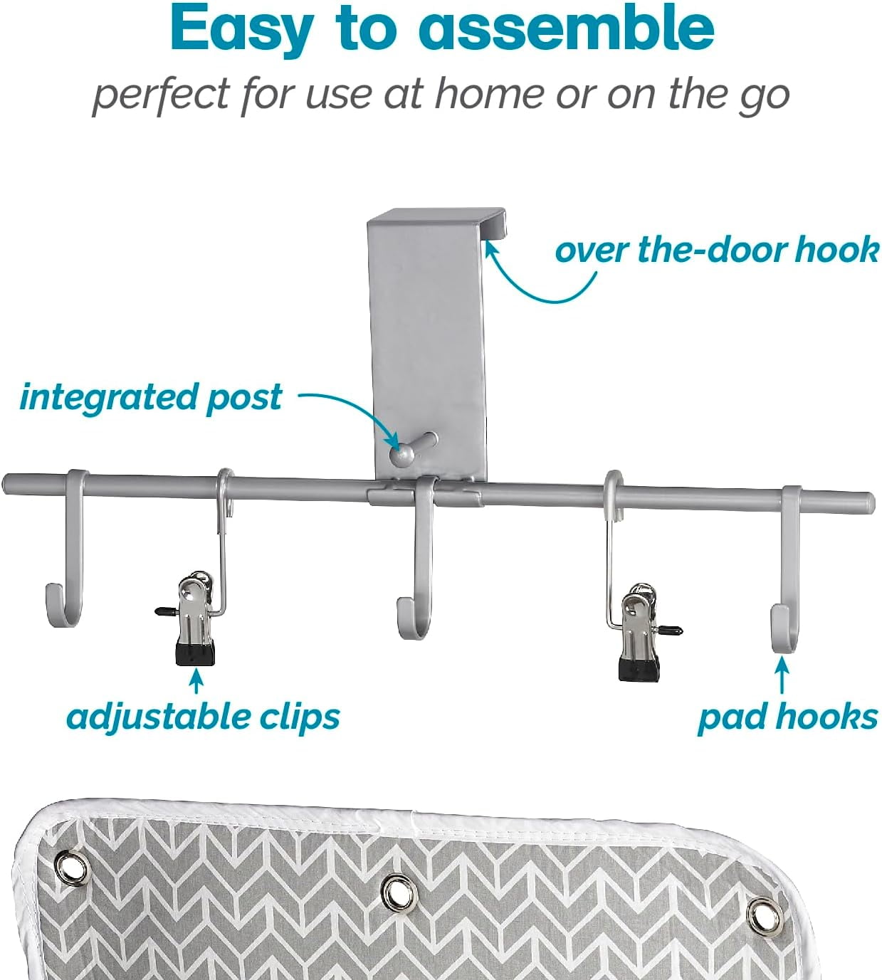 Polder Over-The Door Steaming Station, Cotton Cover, Large Steaming Surface Perfect for at Home and Folds Compact for Travel