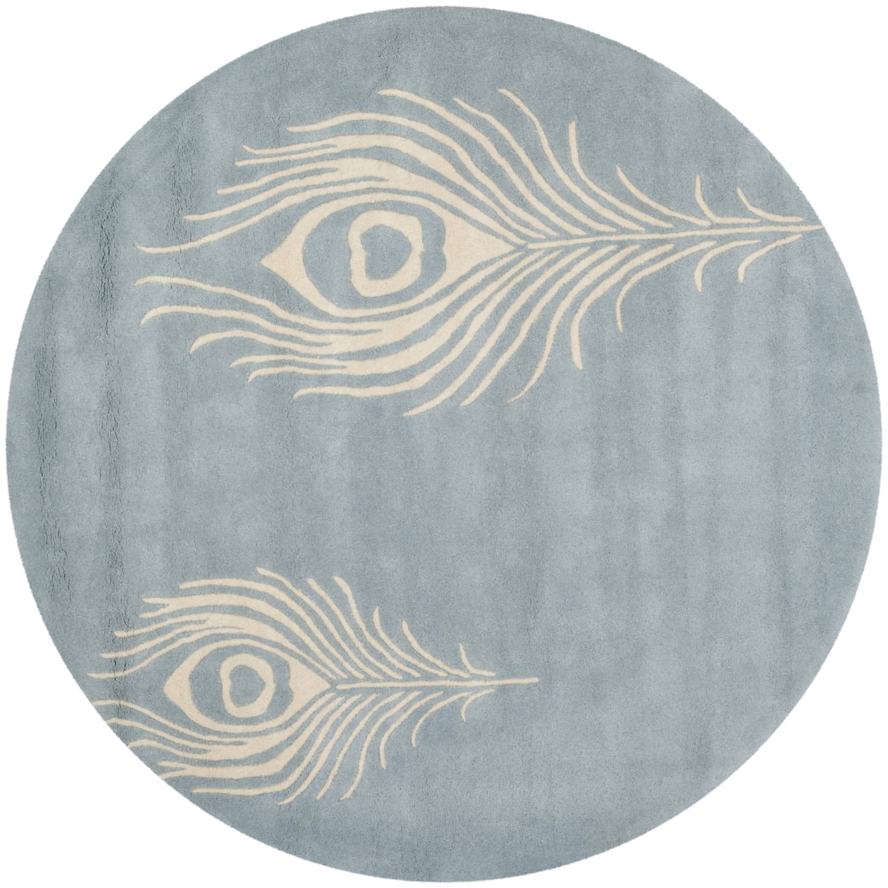 SAFAVIEH Soho Jarvis Peacock Feather Wool Runner Rug, Light Blue/Ivory, 2'6" x 8'