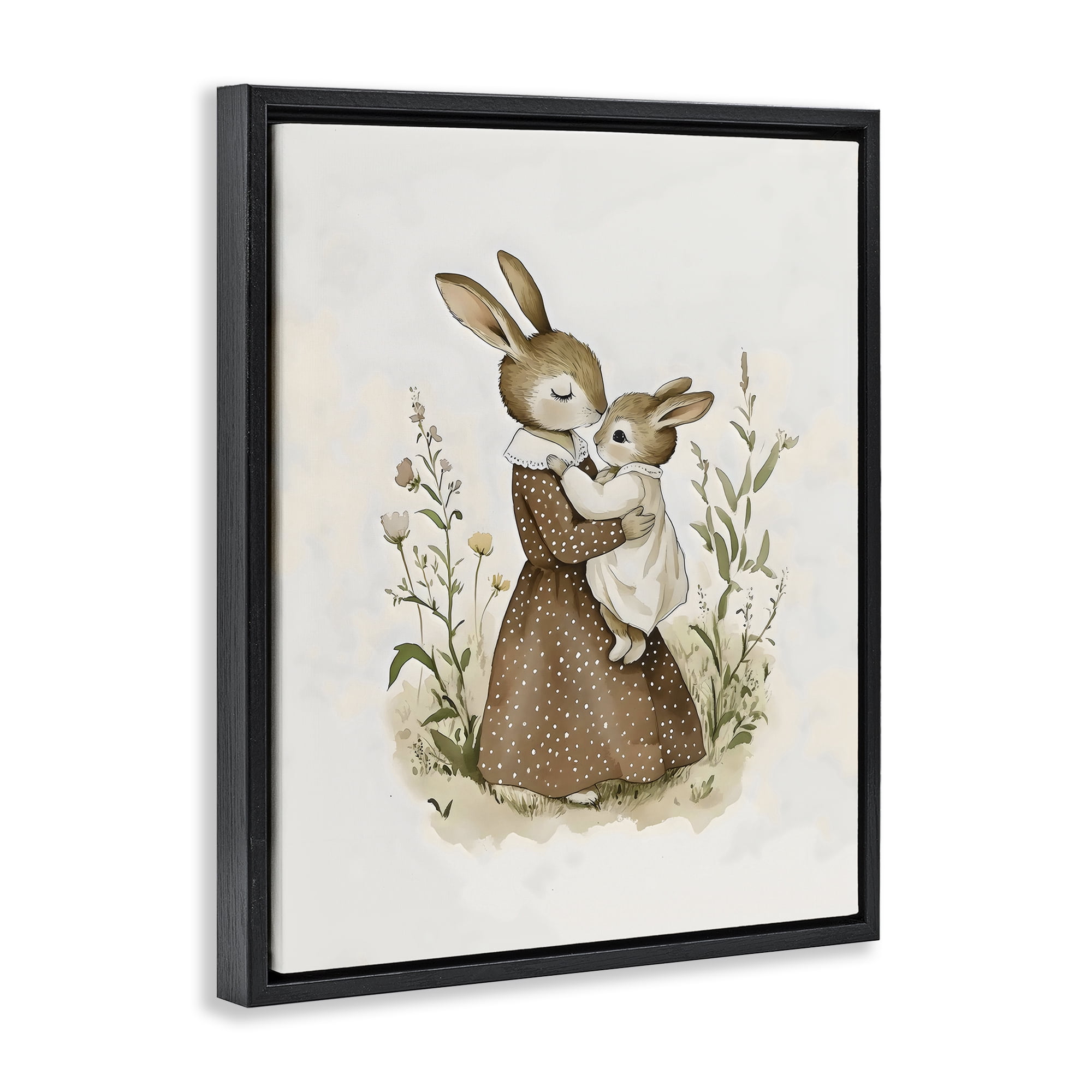 Stupell Industries A Mother's Love Rabbits Black Framed Floater Canvas Wall Art, design by Arlington Prints