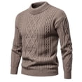 thumbnail image 2 of WILLBEST Sweaters for Men Mens Autumn and Winter Round Neck Lozenge Jumper Vintage Knitted Sweater Top Base Sweater, 2 of 4